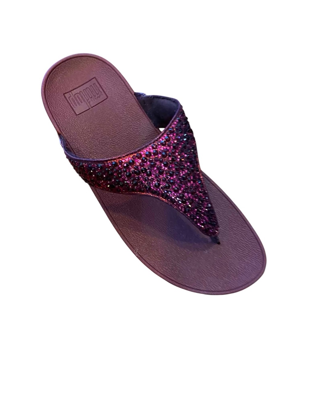 NWT Fitflop Metallic Plumberry Crystal Mix Toe Post Sandals Size 7